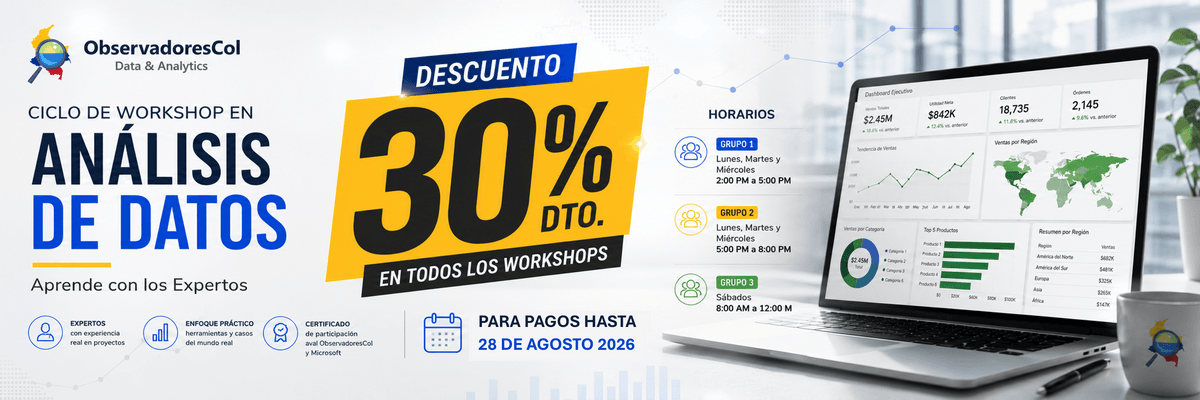 30% de Descuento en todos los Workshop en Agosto 2026