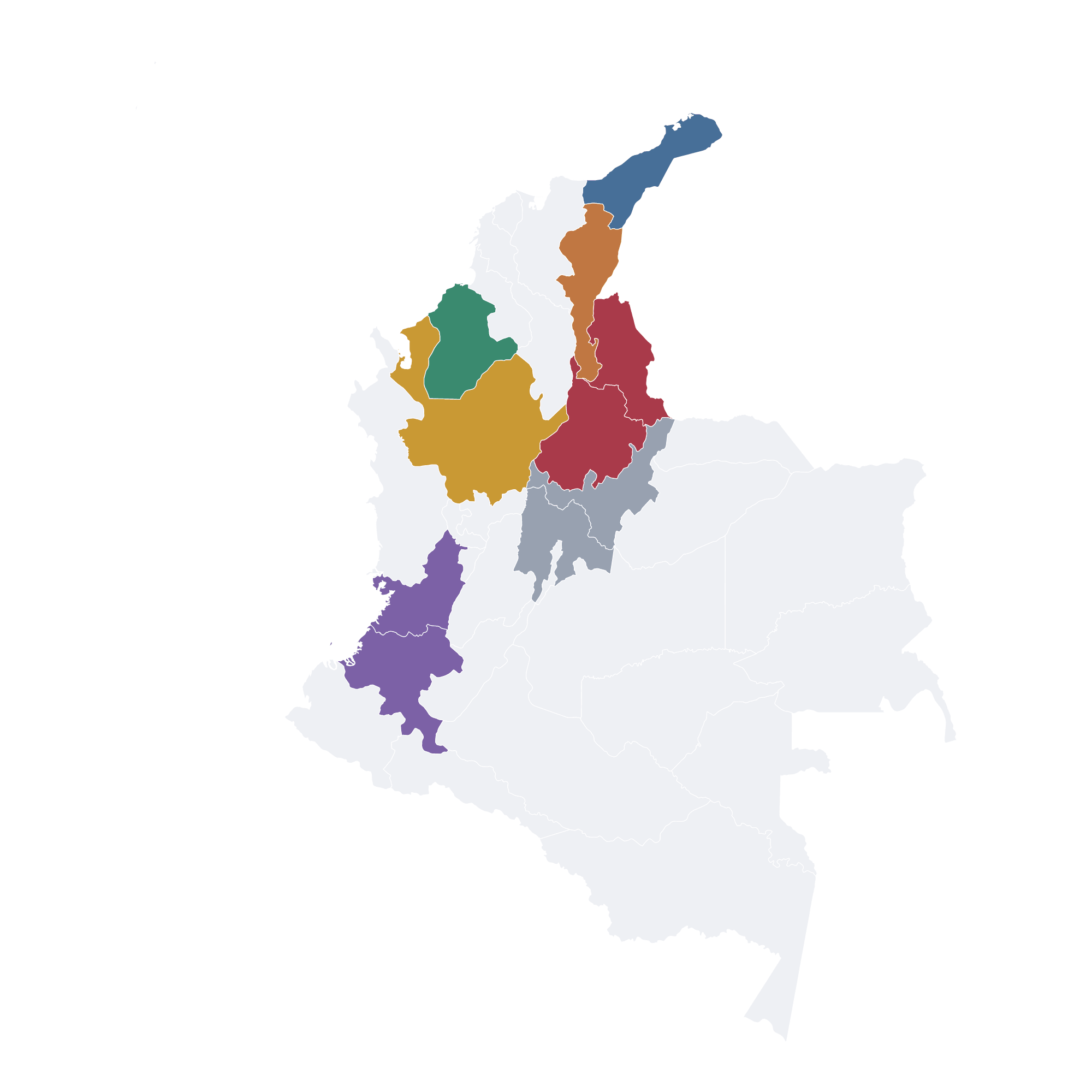 Mapa de zonas carboníferas de Colombia por departamento
